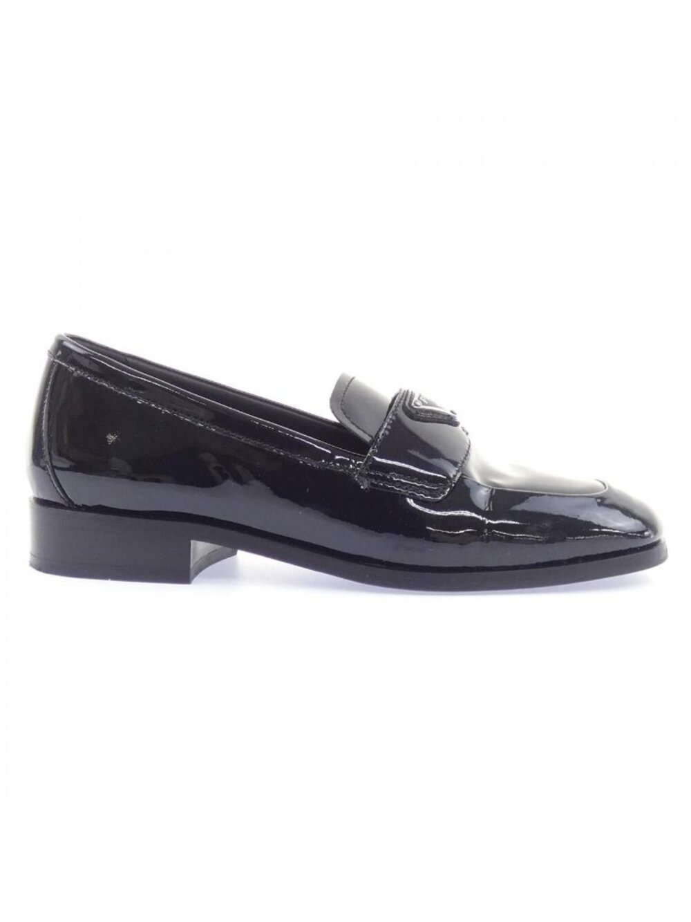 Prada Patent Leather Loafers Triangle Logo Shoes